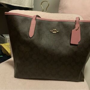 Coach Signature Brown and Pink Tote Bag